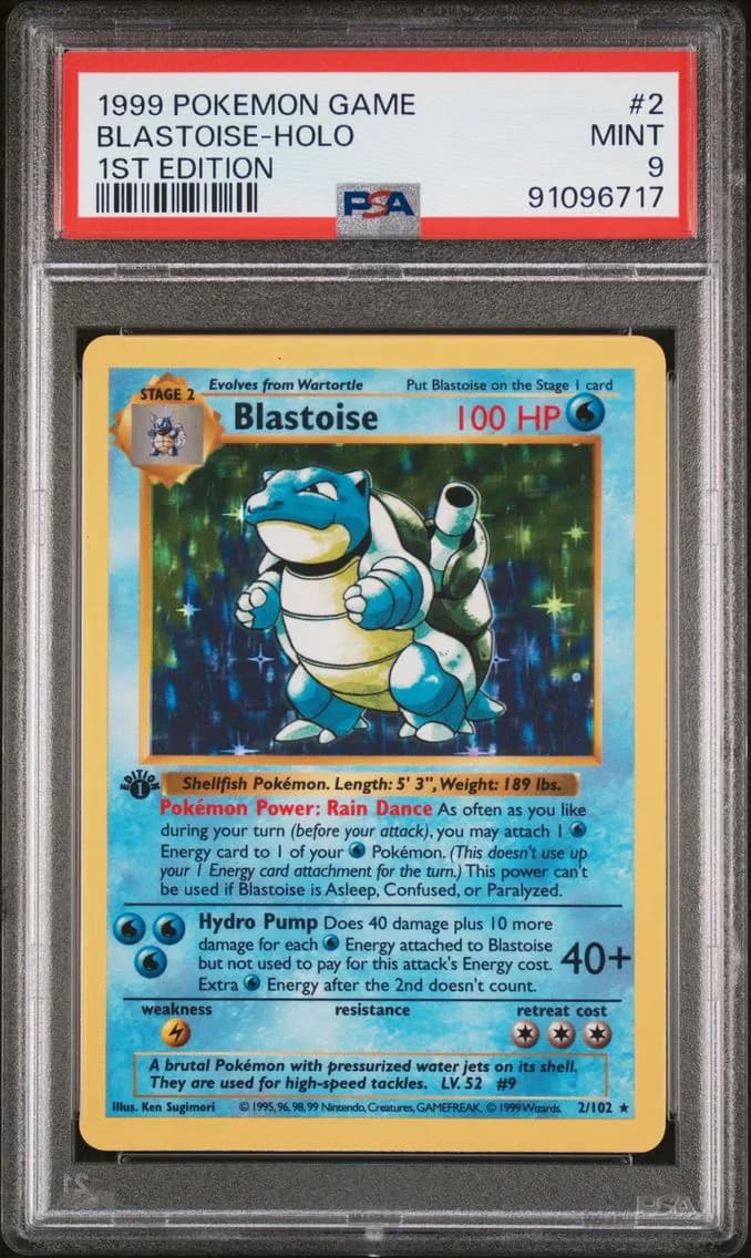 Blastoise-Holo 1st Edition, Game, PSA 9