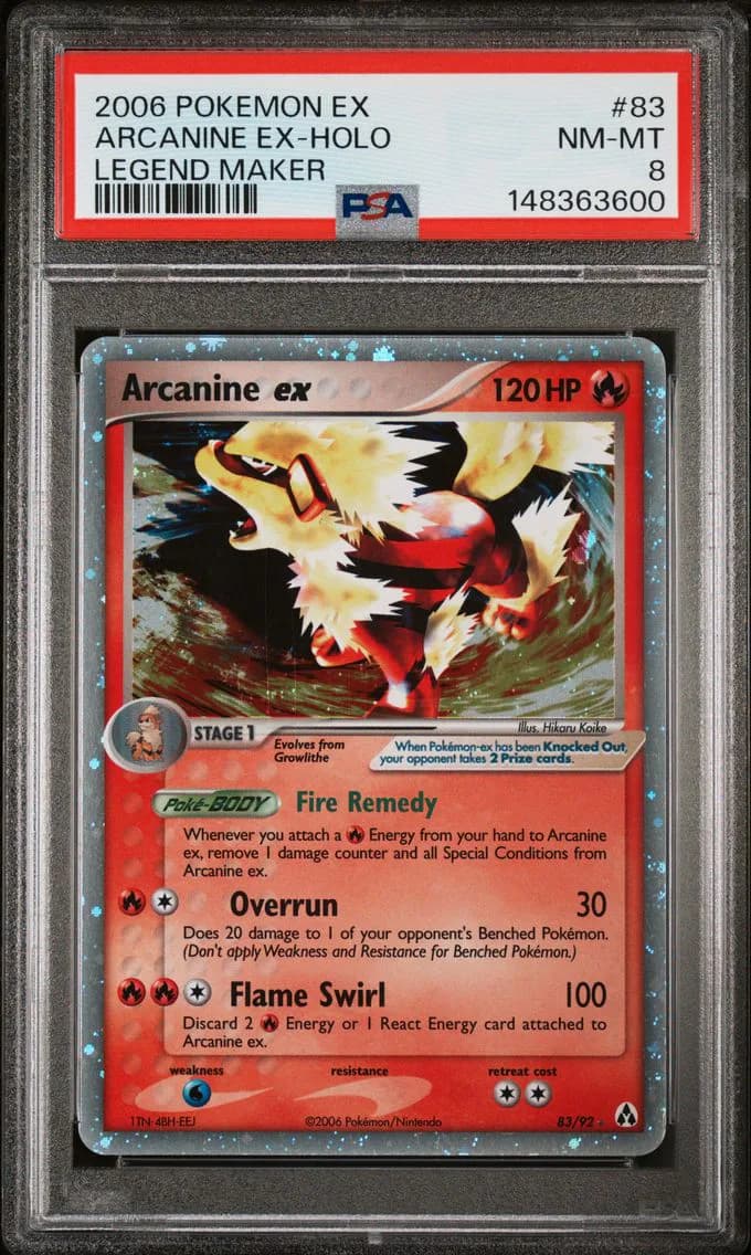 Arcanine EX-Holo, EX Legend Maker, PSA 8