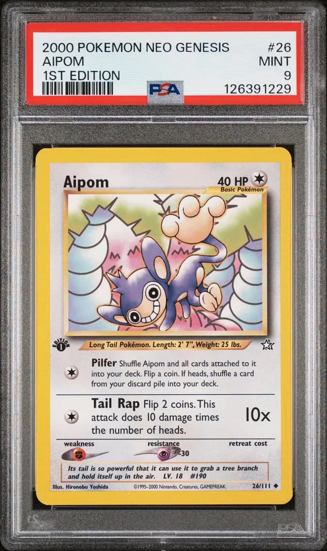 Aipom, Neo Genesis 1st Edition, PSA 9