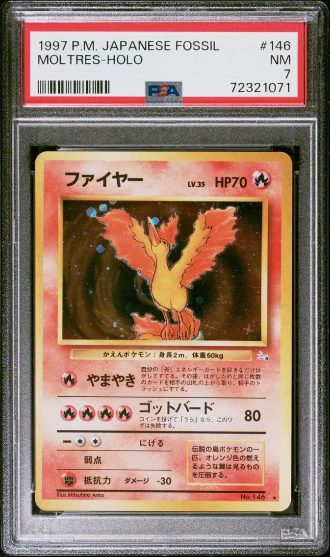 Moltres-Holo, Japanese Fossil, PSA 7