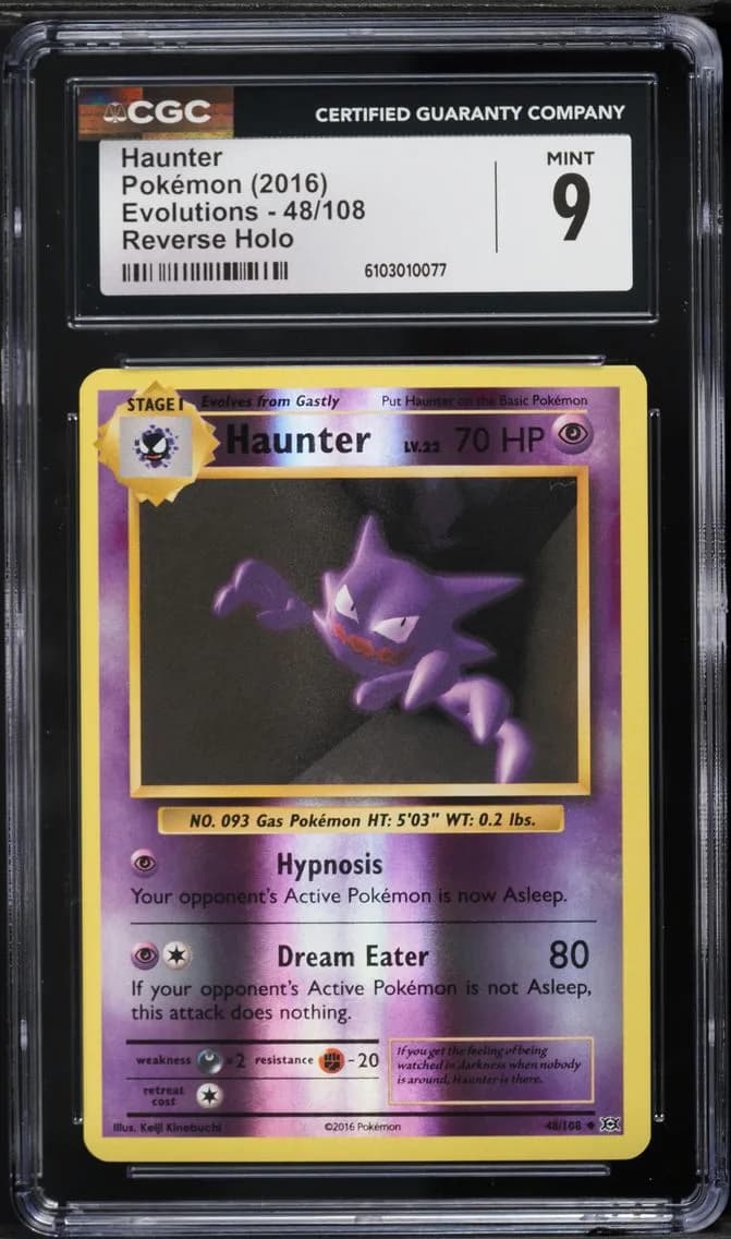 Haunter-Reverse Foil, Evolutions, CGC 9