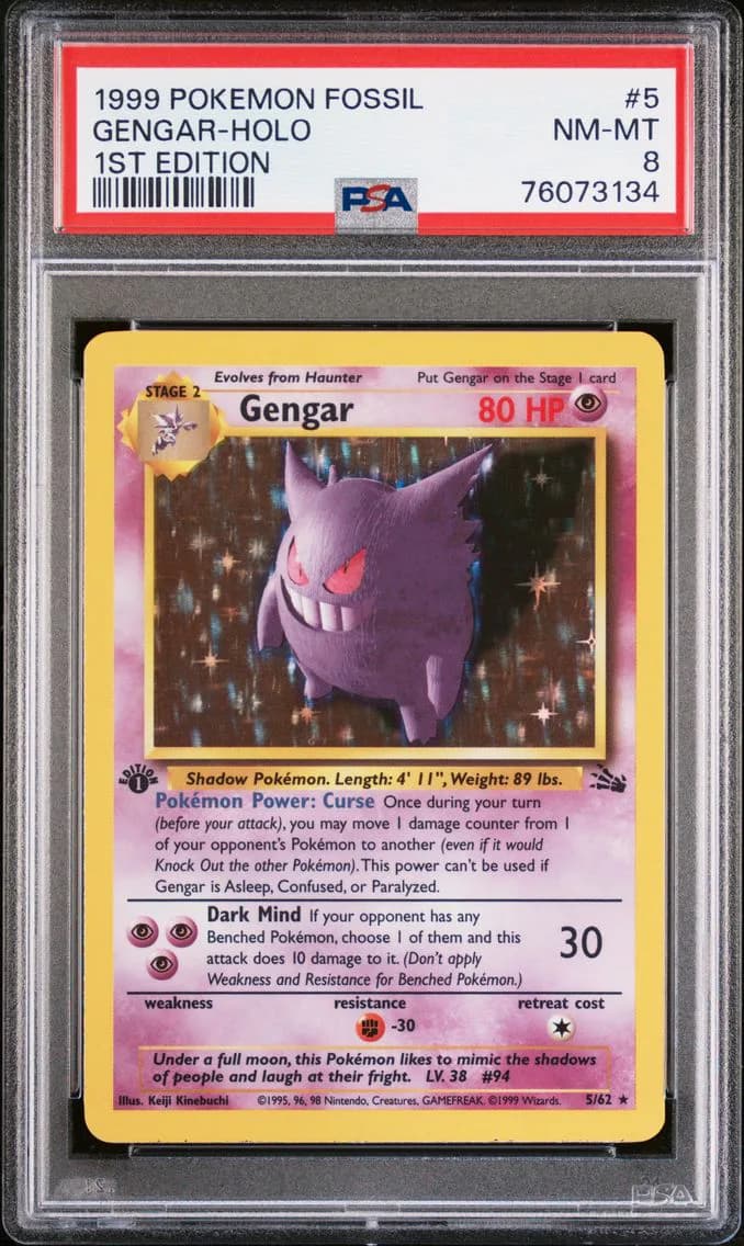 Gengar-Holo 1st Edition, Fossil, PSA 8