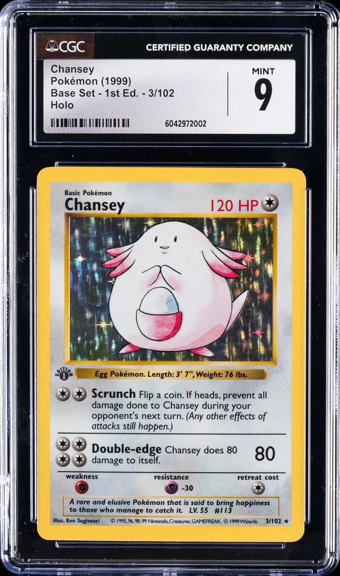 Chansey-Holo 1st Edition, Base Set - 1st Edition, CGC 9