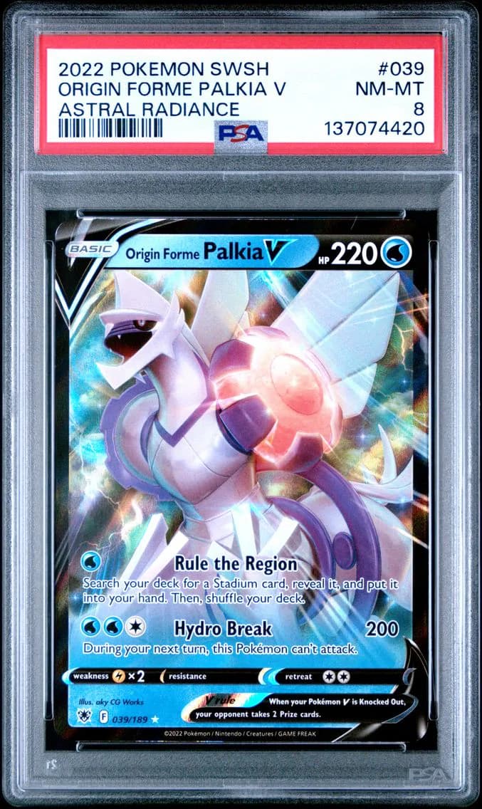 Origin Forme Palkia V, Sword & Shield Astral Radiance, PSA 8