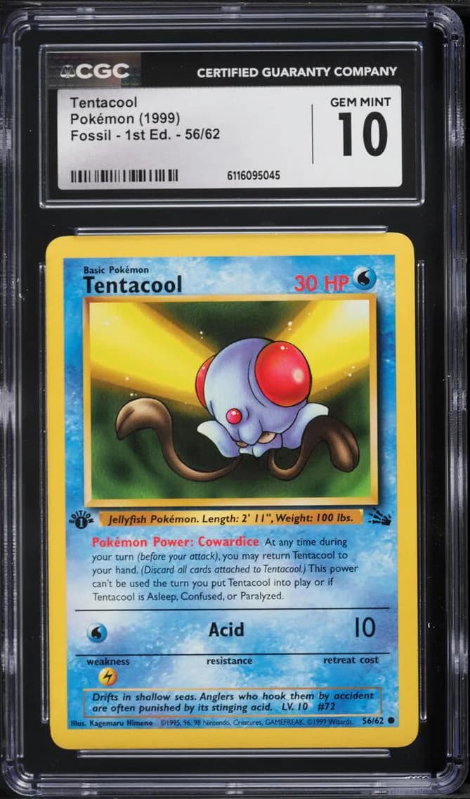 Edition Tentacool, Fossil - 1st Edition, CGC 10