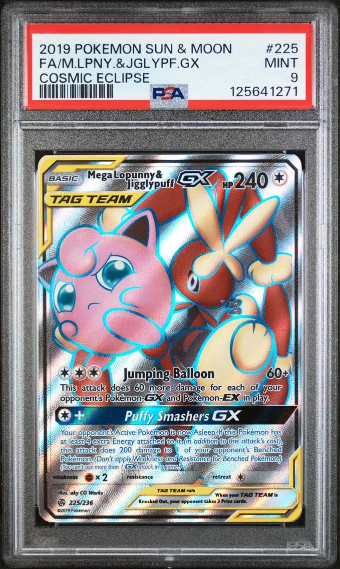 Mega Lopunny & Jigglypuff GX, Sun & Moon Cosmic Eclipse, PSA 9