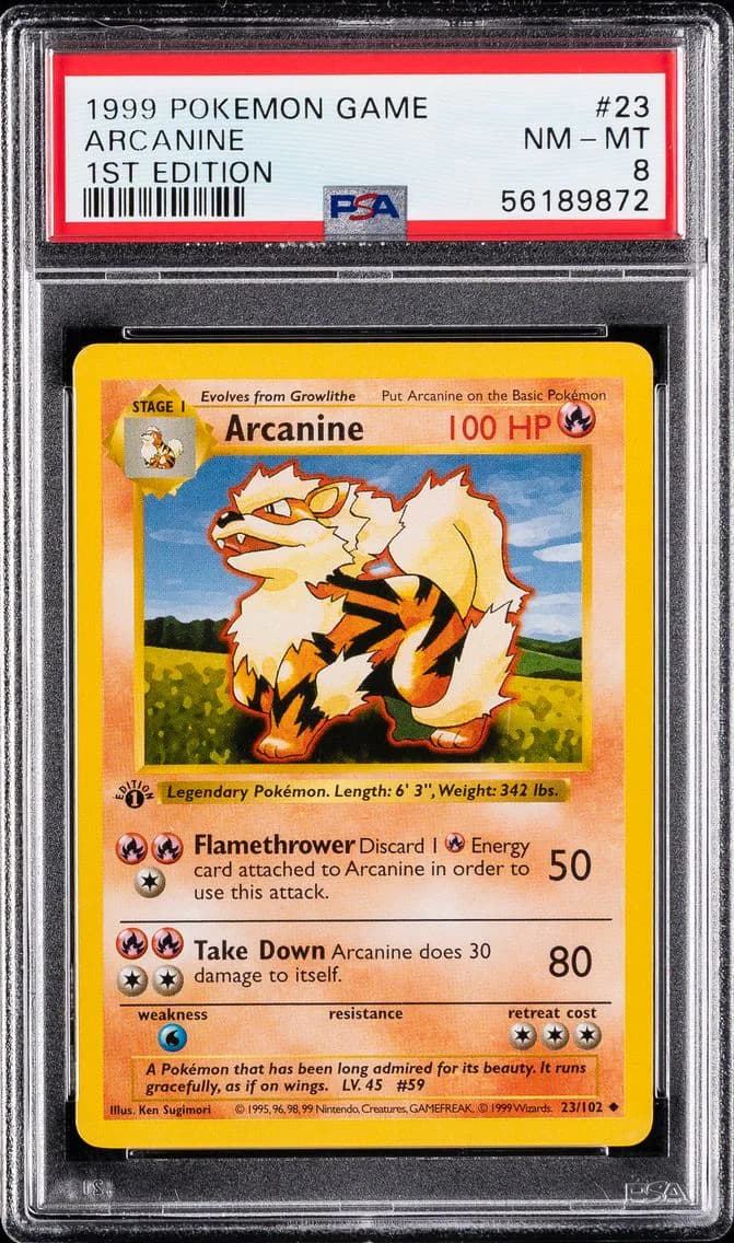 Arcanine 1st Edition, Game, PSA 8