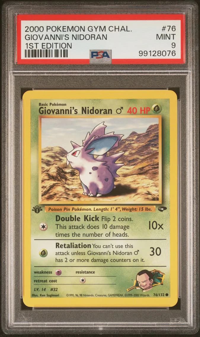 Giovanni's Nidoran 1st Edition, Gym Challenge, PSA 9