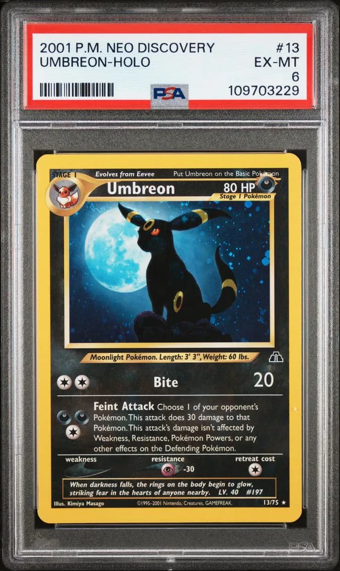 Umbreon-Holo, Neo Discovery, PSA 6
