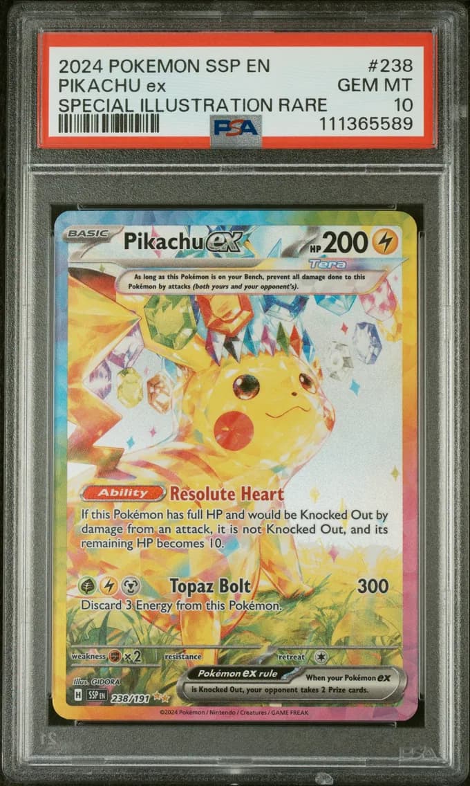 Pikachu EX, Surging Sparks, PSA 10