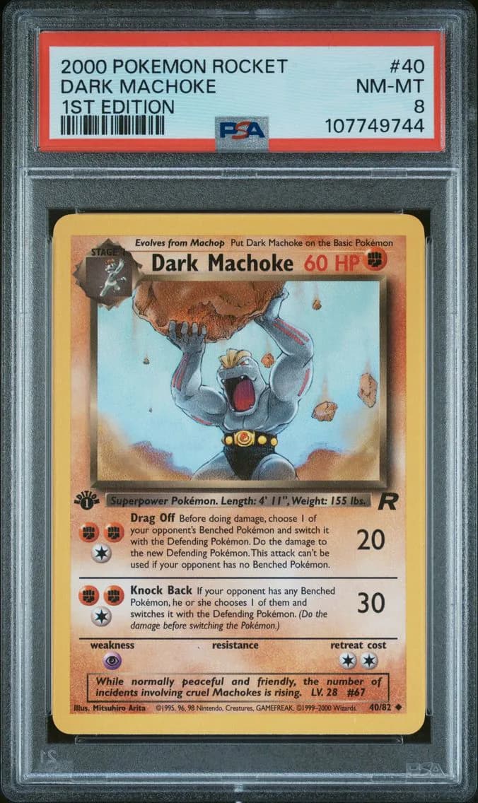 Dark Machoke 1st Edition, Rocket, PSA 8