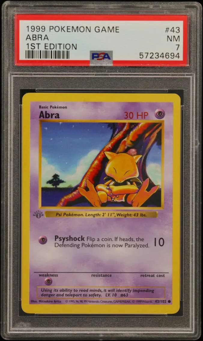 Abra 1st Edition, Game, PSA 7