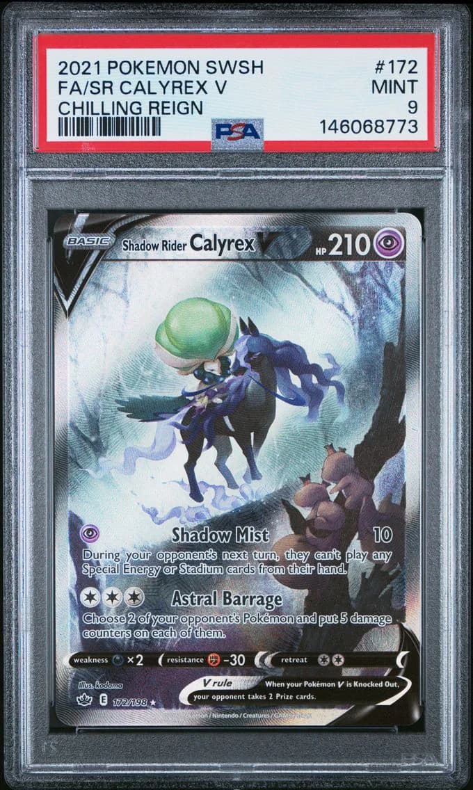 Shadow Rider Calyrex V, Sword & Shield Chilling Reign, PSA 9