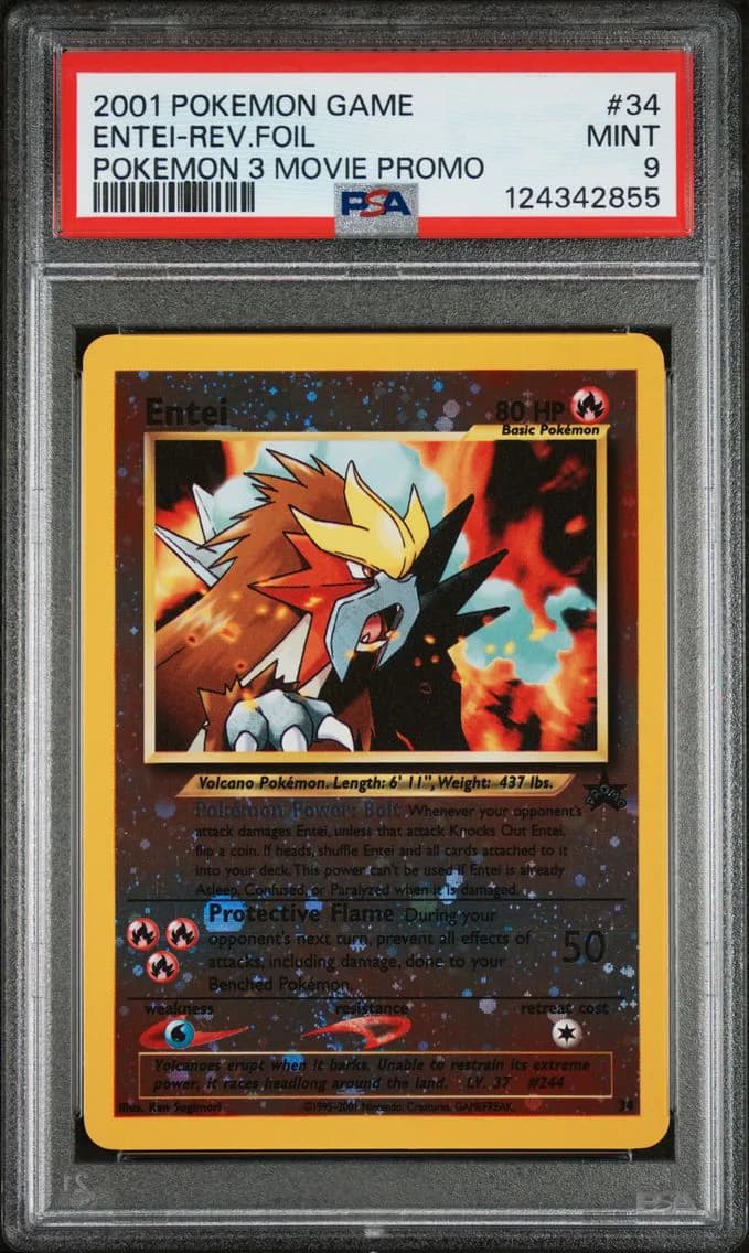 Entei-Reverse Foil, Game Movie, PSA 9