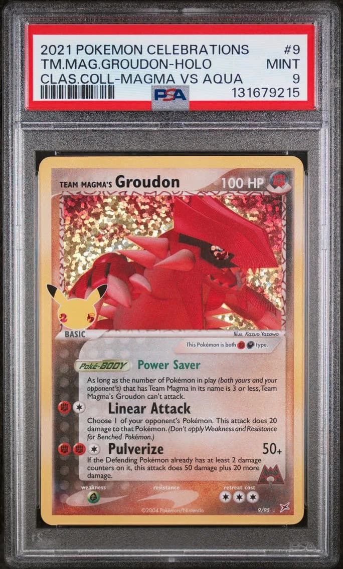 Team Magma's Groudon-Holo, Celebrations Classic Collection, PSA 9