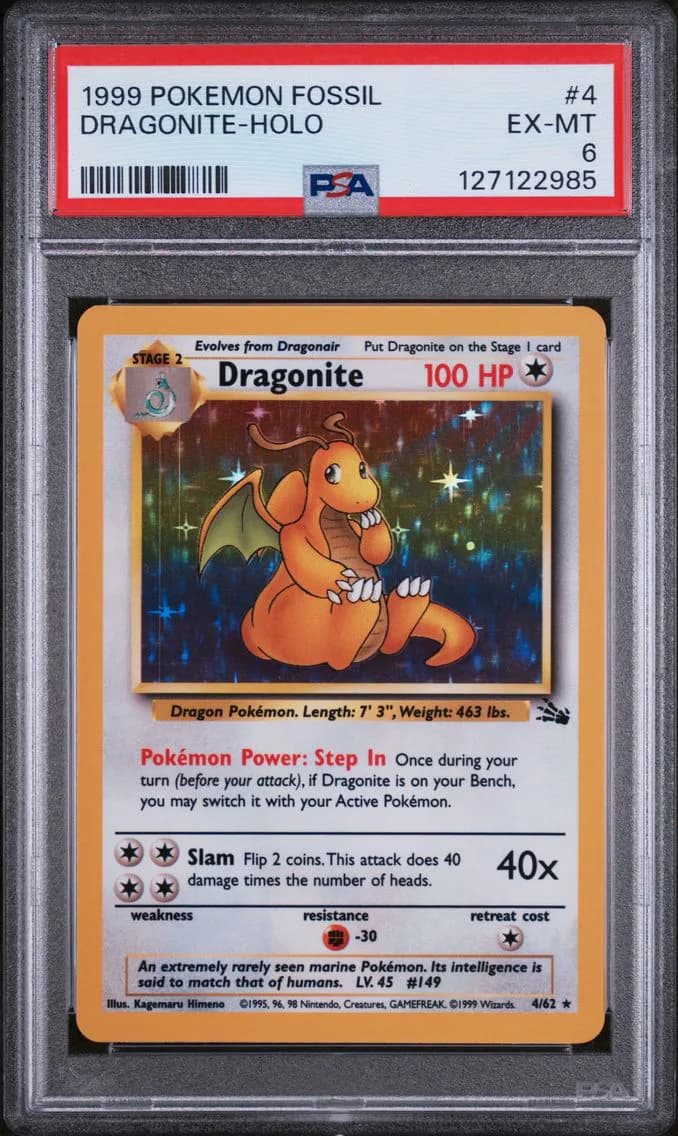 Dragonite-Holo, Fossil, PSA 6