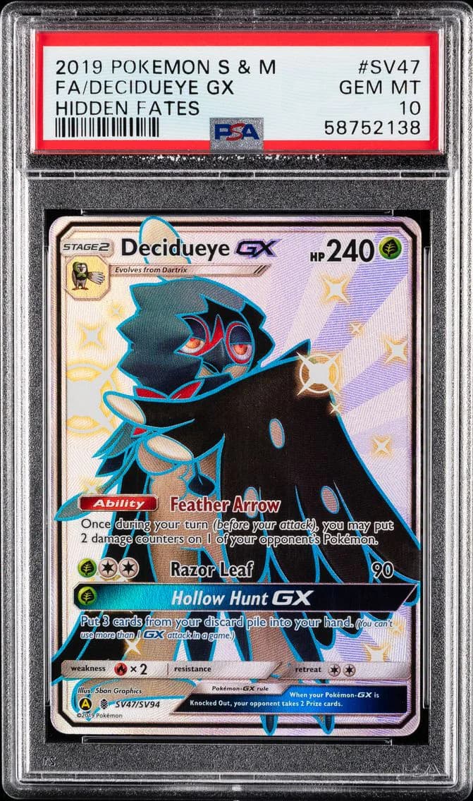 Decidueye GX, Sun & Moon Hidden Fates, PSA 10