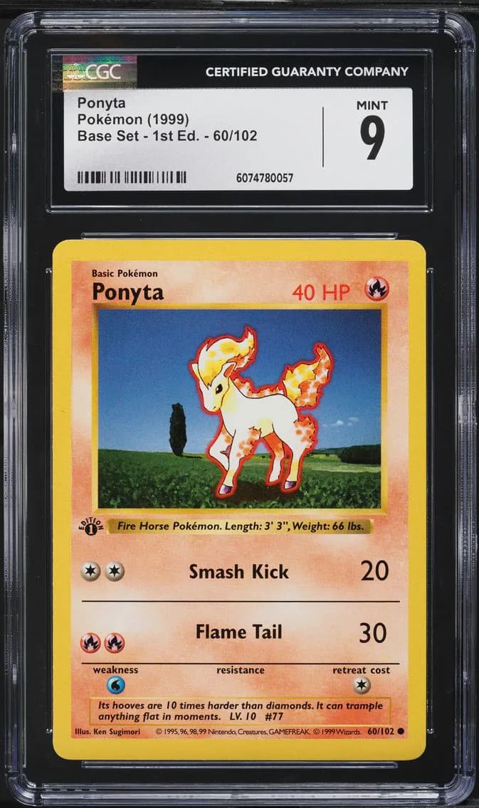 Ponyta 1st Edition, Base Set - 1st Edition, CGC 9