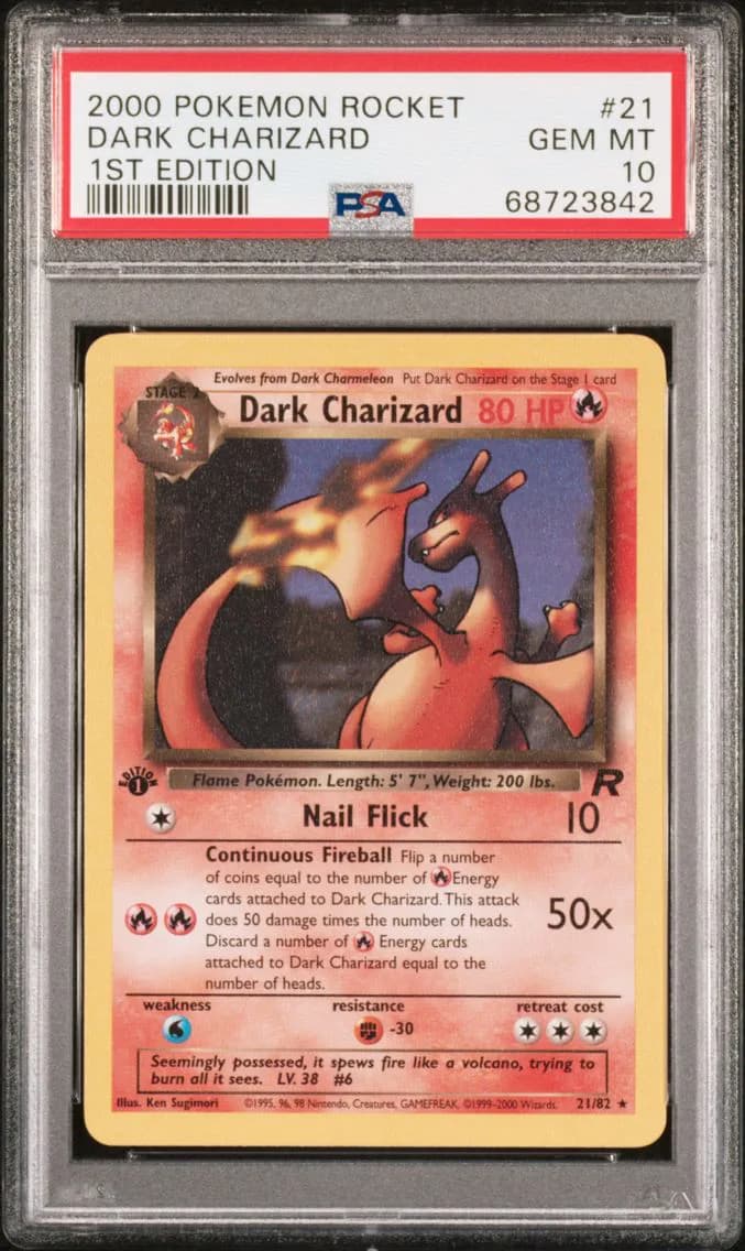 Dark Charizard 1st Edition, Rocket, PSA 10