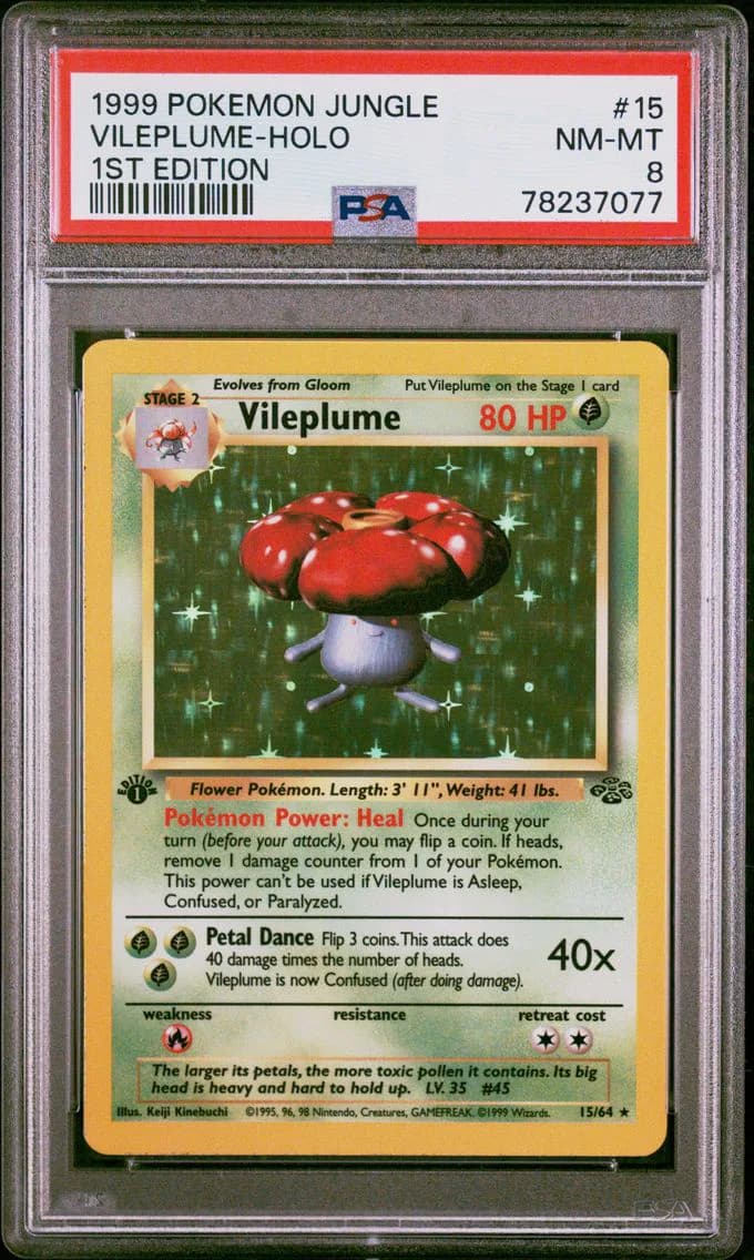 Vileplume-Holo 1st Edition, Jungle, PSA 8