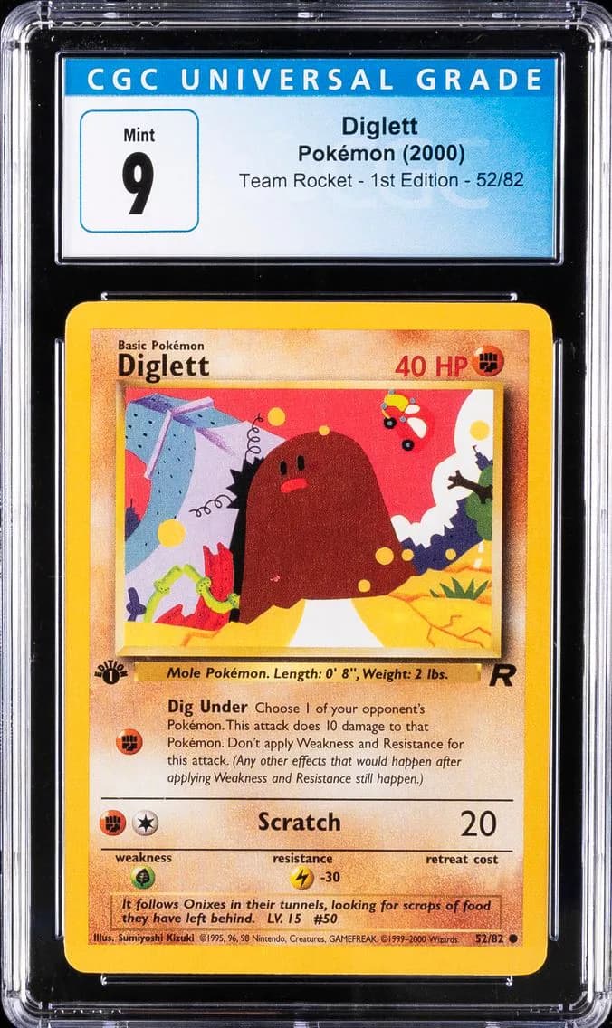 Diglett 1st Edition, Team Rocket - 1st Edition, CGC 9