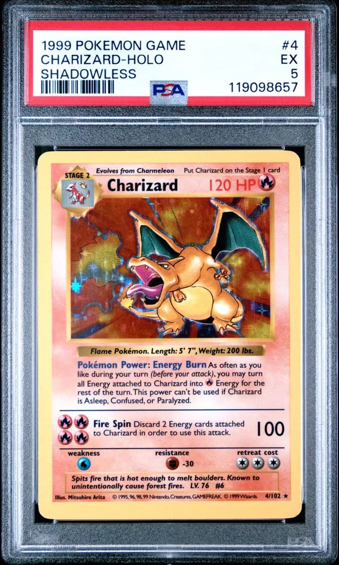 Charizard-Holo, Game, PSA 5