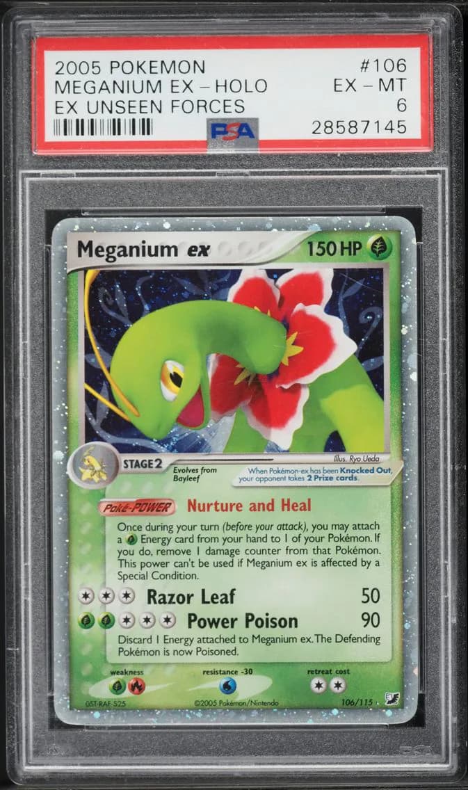Meganium EX-Holo, EX Unseen Forces, PSA 6