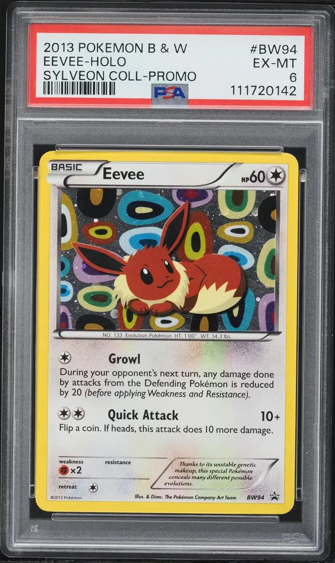 Eevee-Holo, Black & White Promo, PSA 6