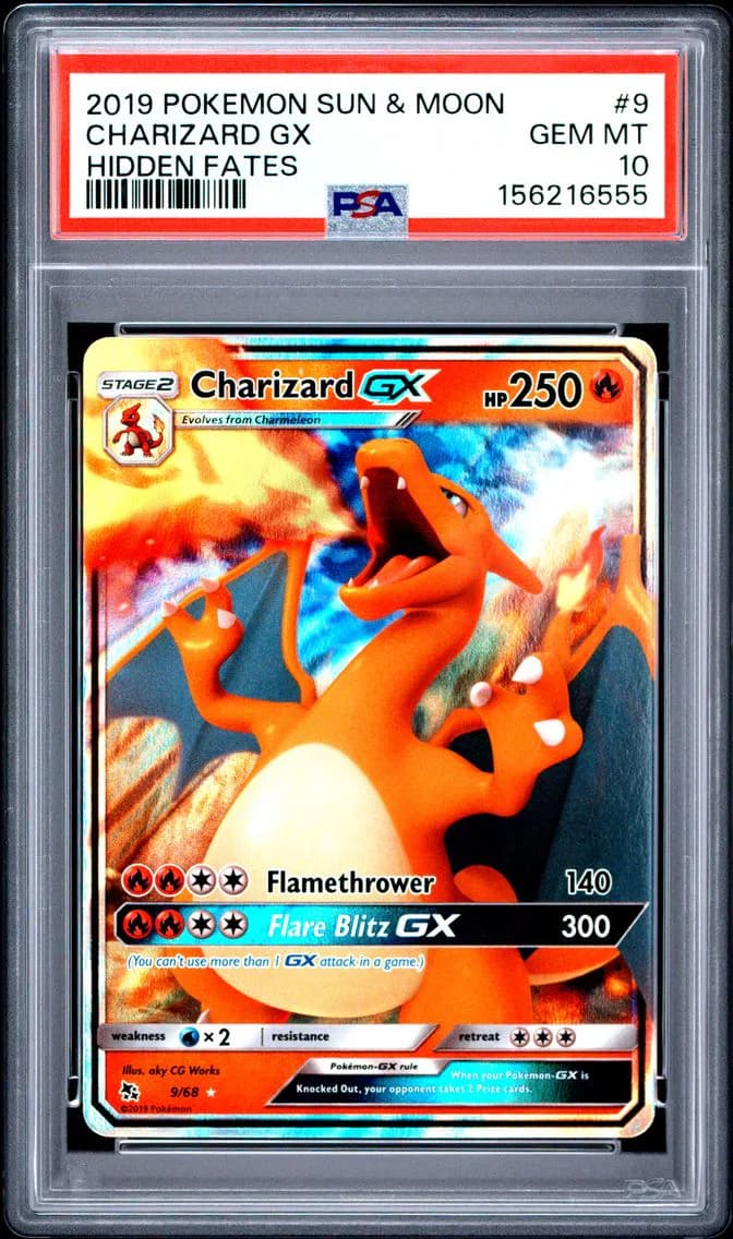 Charizard GX, Sun & Moon Hidden Fates, PSA 10