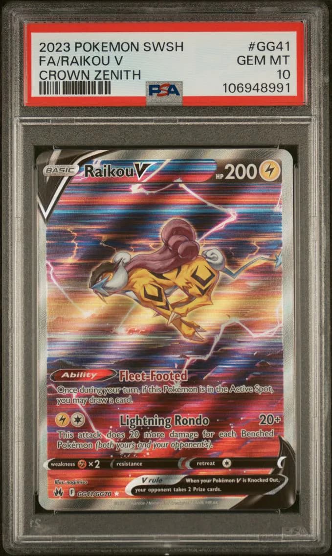 Raikou V, Sword and Shield Crown Zenith, PSA 10