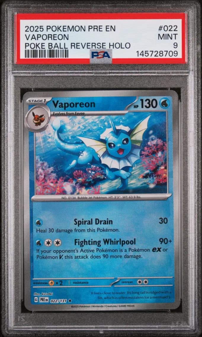 Vaporeon, Prismatic Evolutions, PSA 9