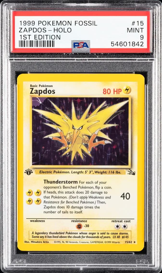 Zapdos-Holo 1st Edition, Fossil, PSA 9