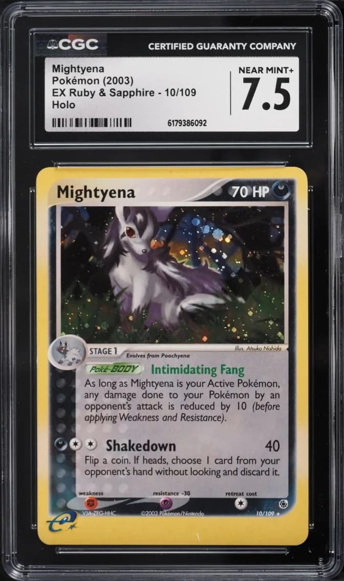 Mightyena, EX Ruby & Sapphire (2003 Copyright, w/ "e" Symbol), CGC 7.5