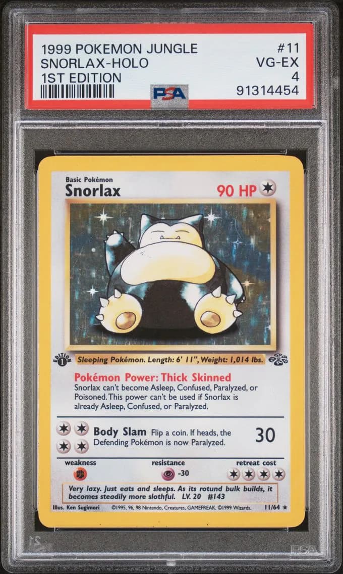 Snorlax-Holo 1st Edition, Jungle, PSA 4
