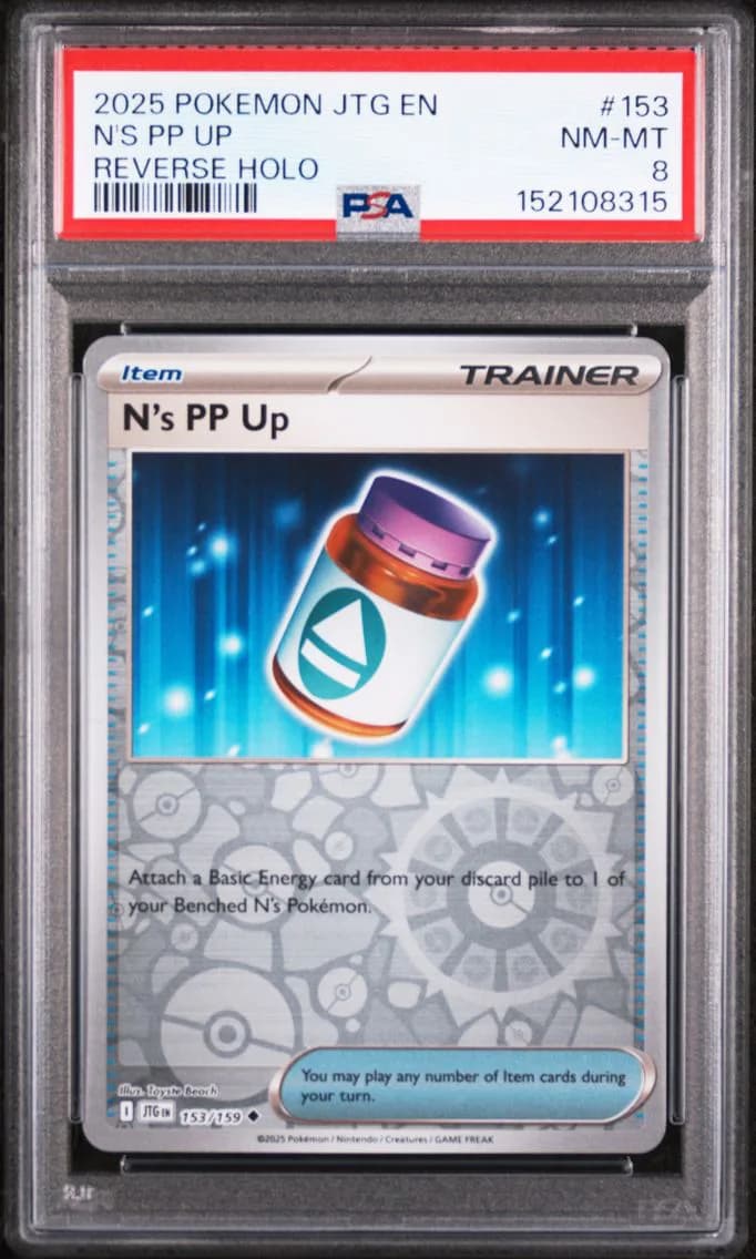 N's PP Up Reverse Holo, Journey Together, PSA 8