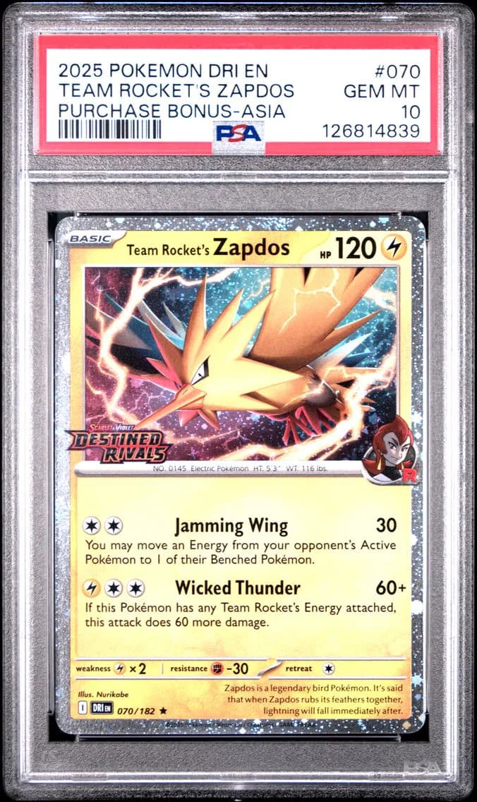 Team Rocket's Zapdos, Destined Rivals, PSA 10