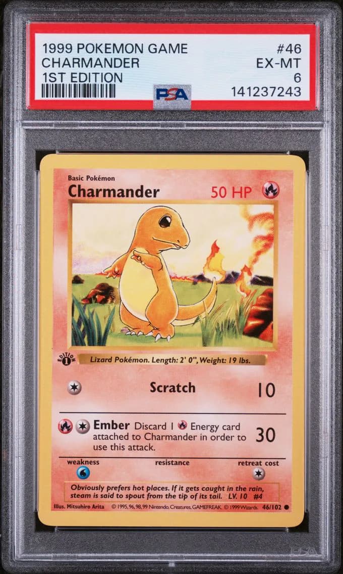 Charmander 1st Edition, Game, PSA 6