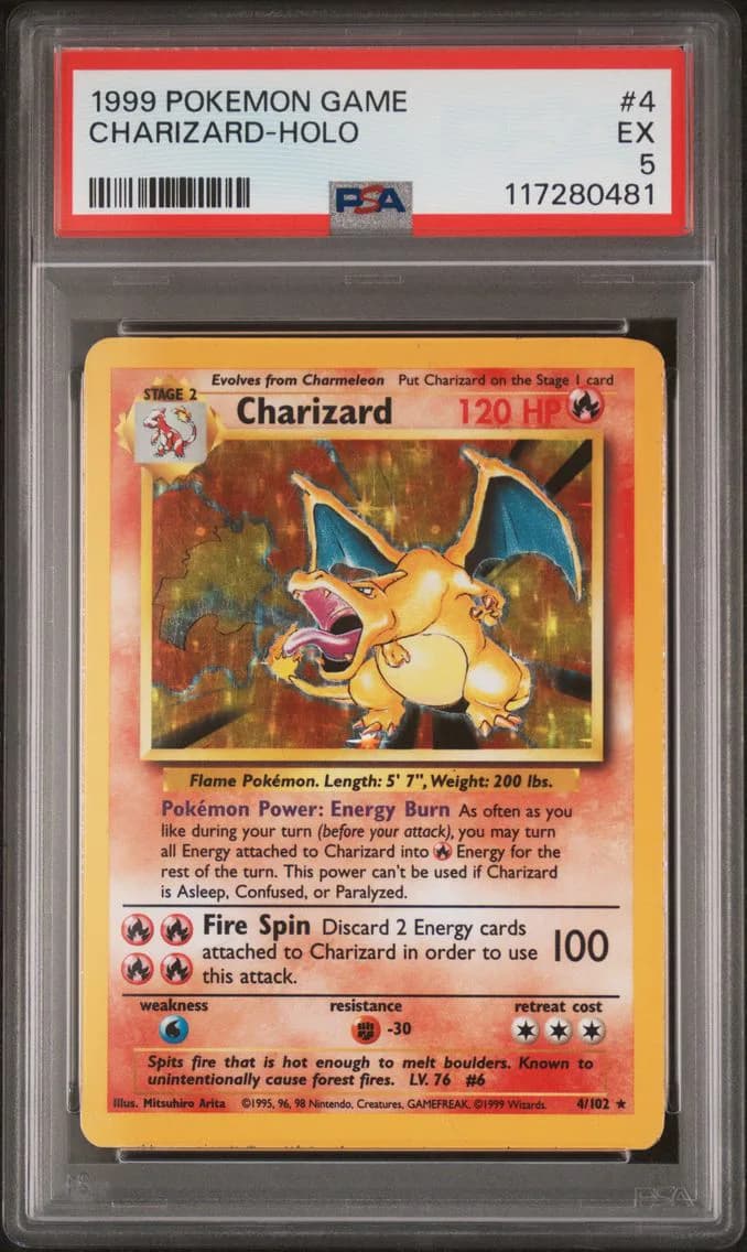 Charizard-Holo, Game, PSA 5