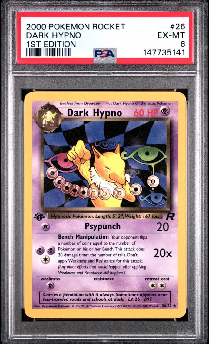 Dark Hypno 1st Edition, Rocket, PSA 6