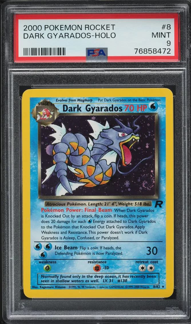 Team Rocket Holo Dark Gyarados, Rocket, PSA 9