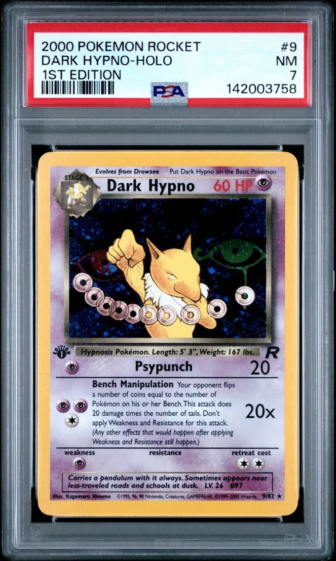 Dark Hypno-Holo 1st Edition, Rocket, PSA 7