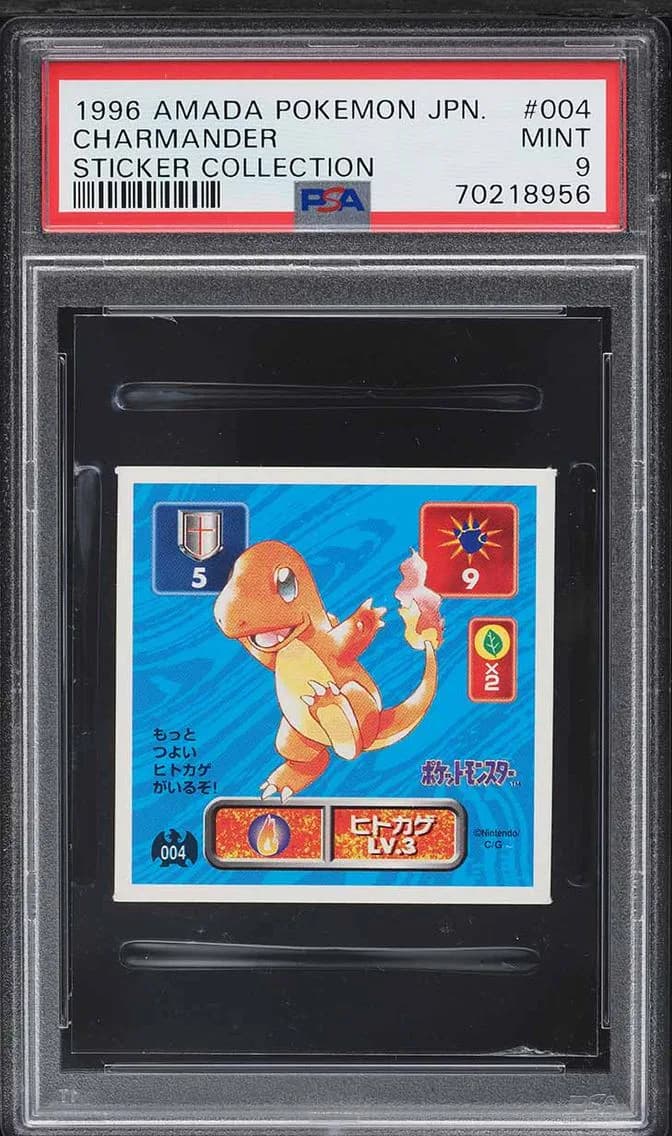 Collection Charmander, Amada Pokemon Japanese Sticker Collection, PSA 9