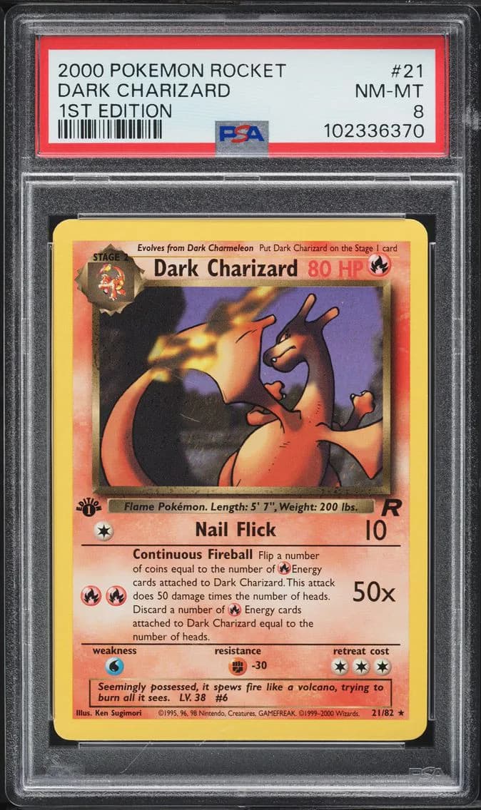 Dark Charizard 1st Edition, Rocket, PSA 8