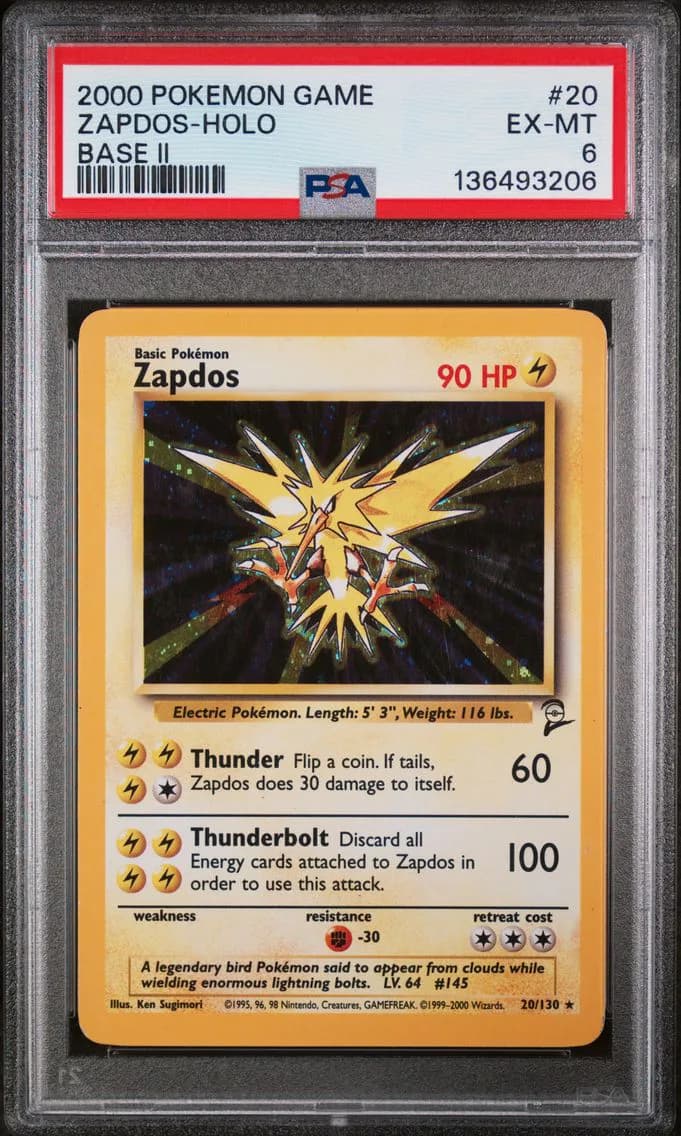 Zapdos-Holo, Game Base II, PSA 6