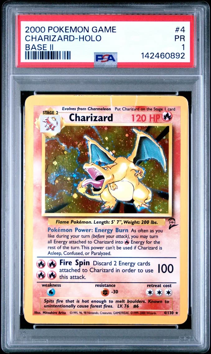 Charizard-Holo, Game Base II, PSA 1