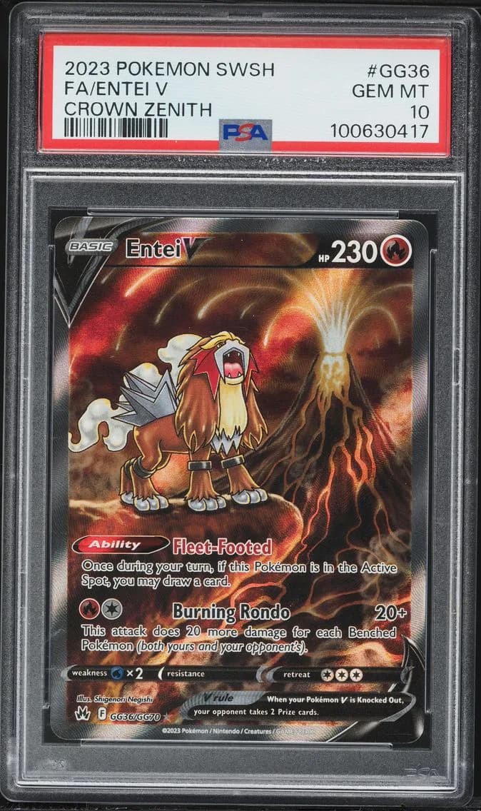 Entei V, Sword and Shield Crown Zenith, PSA 10