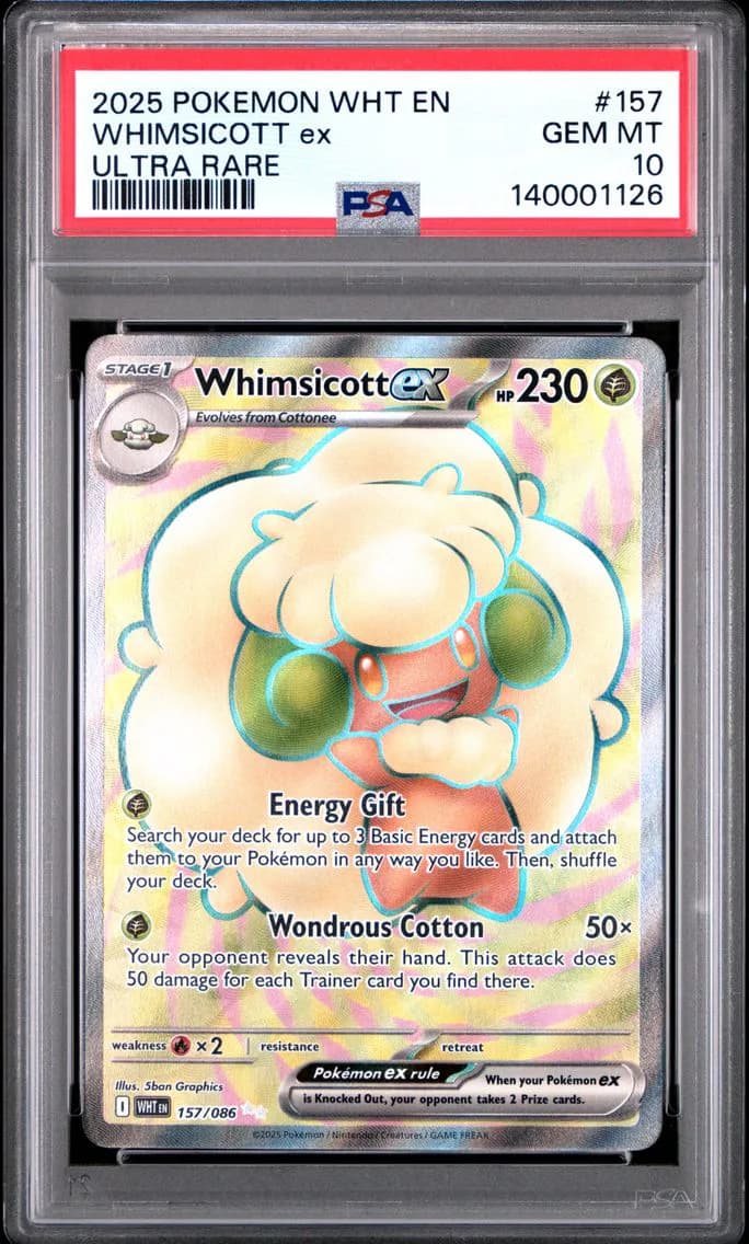 Whimsicott EX, White Flare, PSA 10