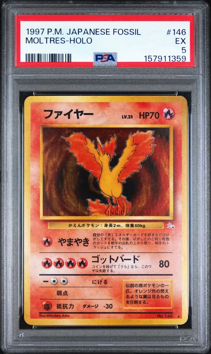 Moltres-Holo, Japanese Fossil, PSA 5