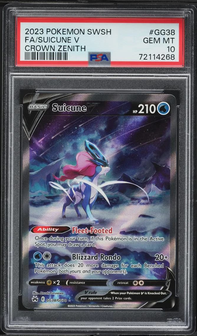 Suicune V, Sword and Shield Crown Zenith, PSA 10
