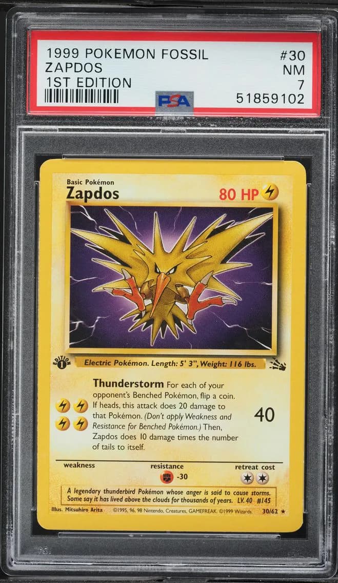 Zapdos 1st Edition, Fossil, PSA 7